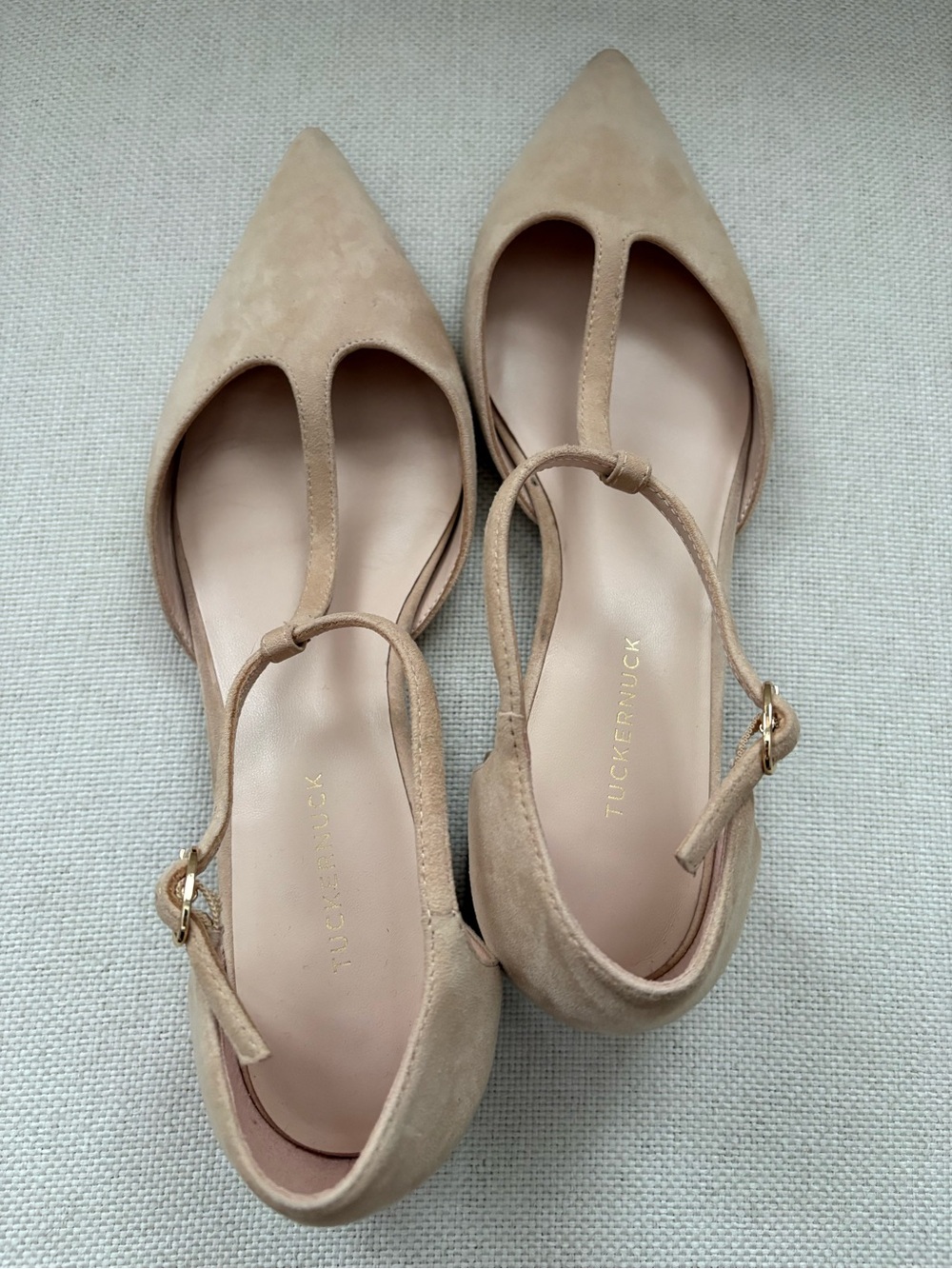Tuckernuck Shoes Tan Grosgrain Collins Flats Women’s 7.5 Neutral Classic - Picture 2 of 11